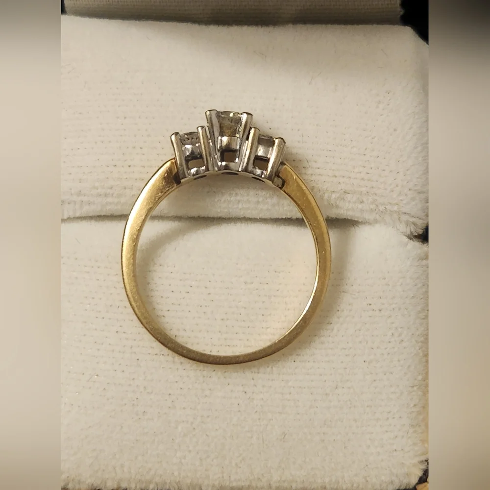 Vintage 14K Gold Three-Stone Diamond Engagement Ring